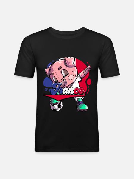 Frankreich Fußball - Männer Slim Fit T-Shirt - Schwarz