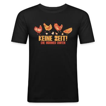 Huhn Hühner - Männer Slim Fit T-Shirt - Schwarz - Vorne - Nik (191cm)