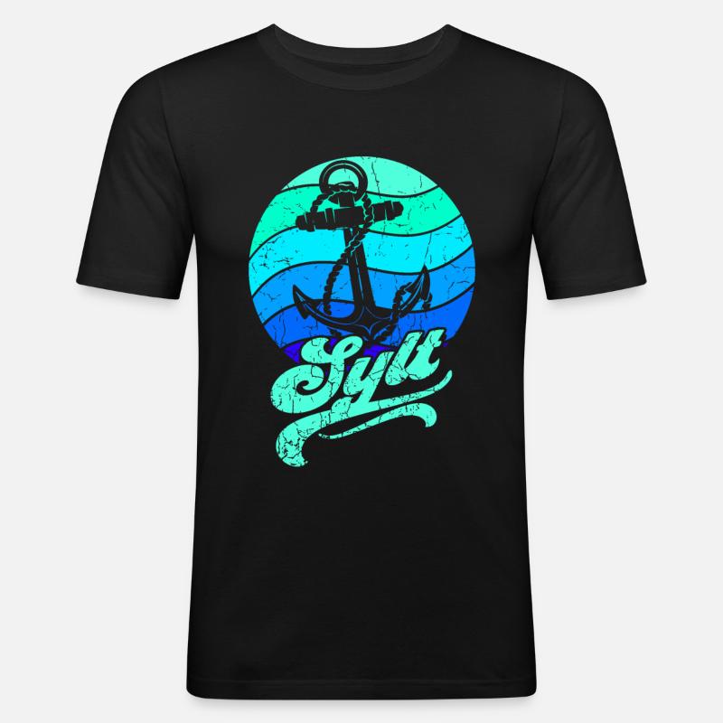 Sylt - Männer Slim Fit T-Shirt - Schwarz