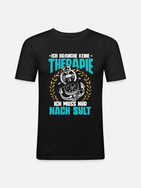Sylt - Männer Slim Fit T-Shirt - Schwarz