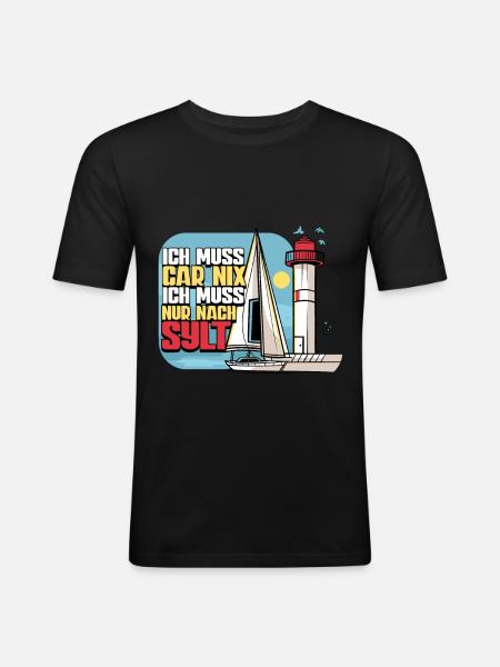 Sylt - Männer Slim Fit T-Shirt - Schwarz
