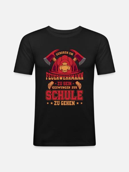 Feuerwehr Feuerwehrmann - Männer Slim Fit T-Shirt - Schwarz