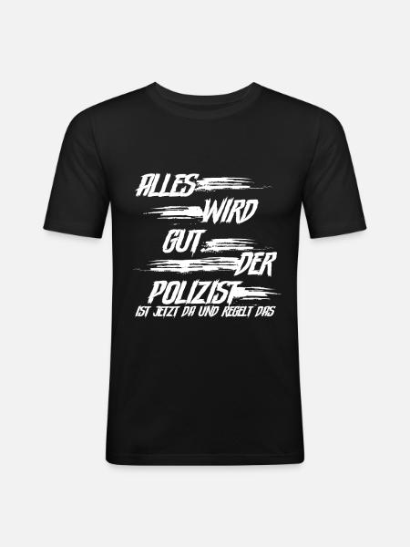 Polizist Polizei - Männer Slim Fit T-Shirt - Schwarz