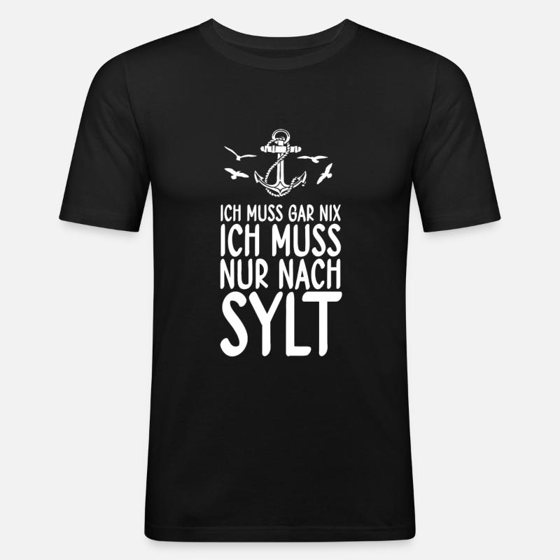 Sylt - Männer Slim Fit T-Shirt - Schwarz