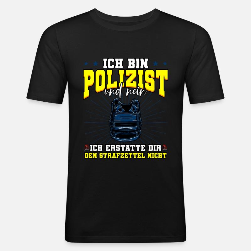 Ich Bin Polizist Polizei - Männer Slim Fit T-Shirt - Schwarz