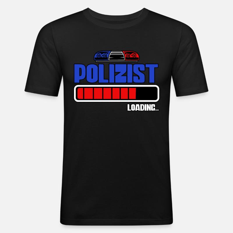Polizist Loading Polizei - Männer Slim Fit T-Shirt - Schwarz