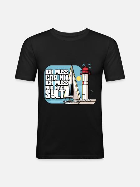 Sylt - Männer Slim Fit T-Shirt - Schwarz