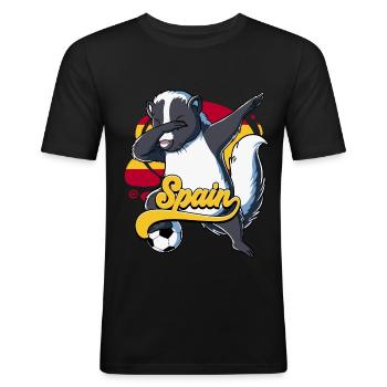 Spanien Fußball - Männer Slim Fit T-Shirt - Schwarz - Vorne - Nik (191cm)