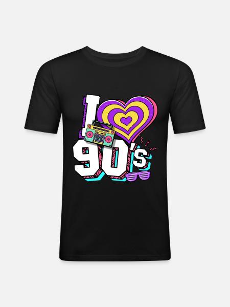 90-talet jag älskar 90-talet - Slim Fit T-shirt herr - svart