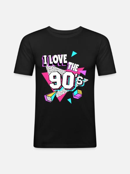 90er Jahre I Love The 90s - Männer Slim Fit T-Shirt - Schwarz