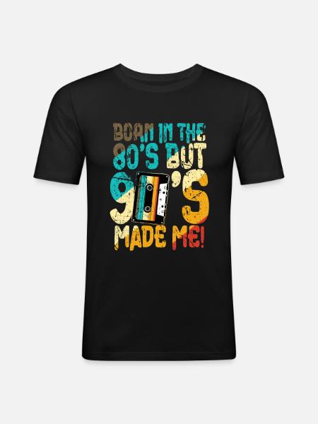 Jaren 80 geboren in de jaren 80 - Mannen slim fit T-shirt - zwart