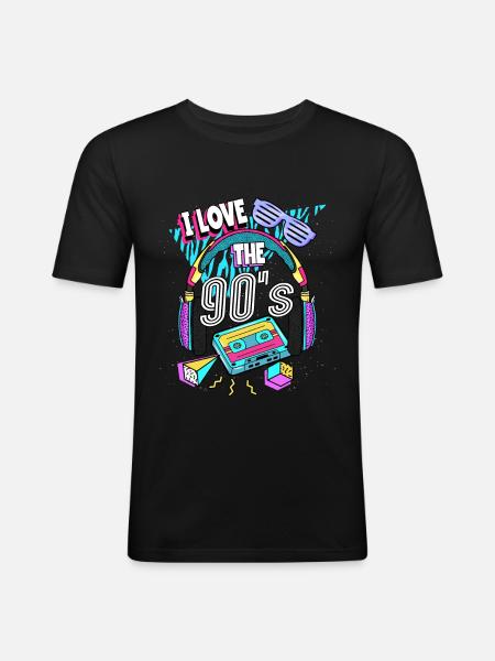 90'erne Jeg elsker 90'erne - Herre Slim Fit T-Shirt - sort