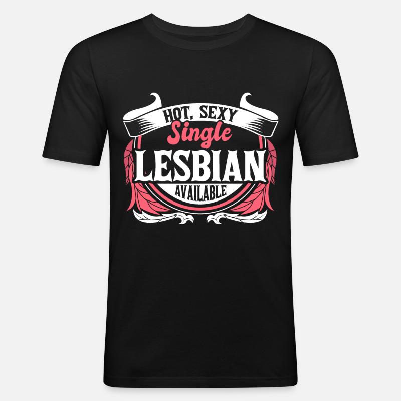 Lesbisch Single Pride - Männer Slim Fit T-Shirt - Schwarz