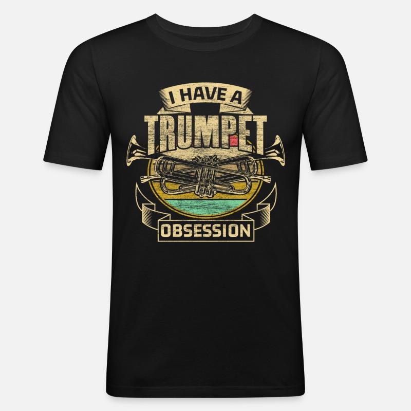 Trompete Blaskapelle Geschenkidee - Männer Slim Fit T-Shirt - Schwarz