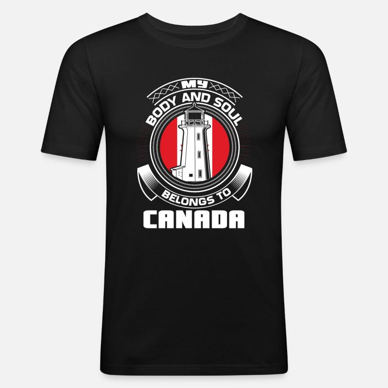 Drapeau érable du Canada - T-shirt près du corps Homme - noir