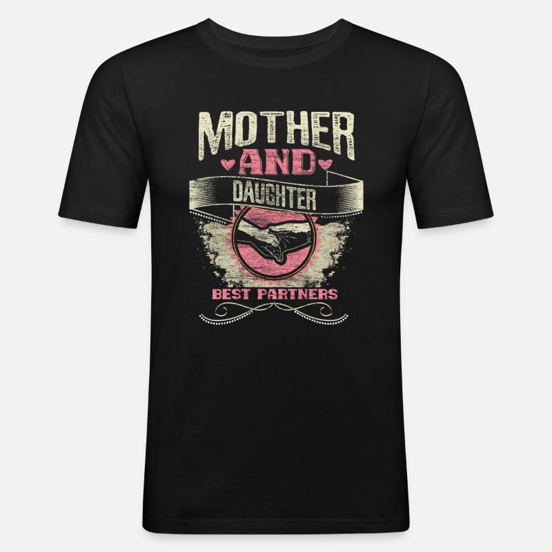 Mutter Tochter Beste Freunde Eltern - Männer Slim Fit T-Shirt - Schwarz