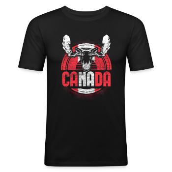 Idée cadeau du drapeau d’érable du Canada - T-shirt près du corps Homme - noir - Devant - Nik (191cm)