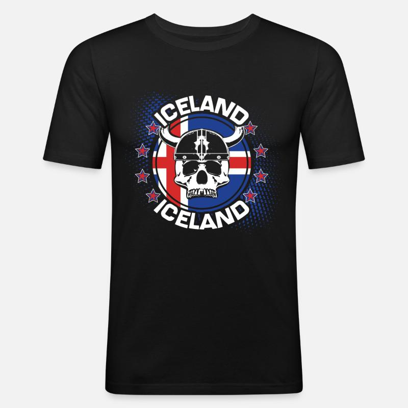 Island Vulkan Republik Geschenkidee - Männer Slim Fit T-Shirt - Schwarz