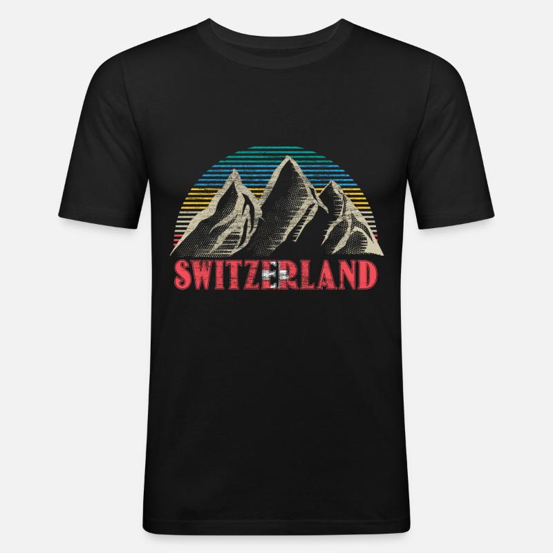 Schweiz Schweizer Herkunft Geschenk - Männer Slim Fit T-Shirt - Schwarz