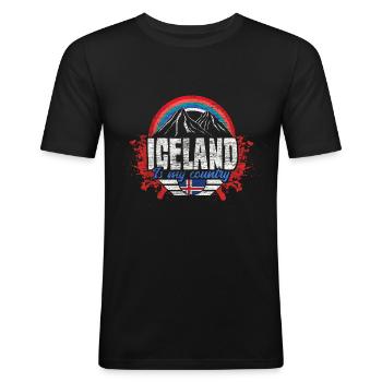 Island Wikinger Staat - Männer Slim Fit T-Shirt - Schwarz - Vorne - Nik (191cm)