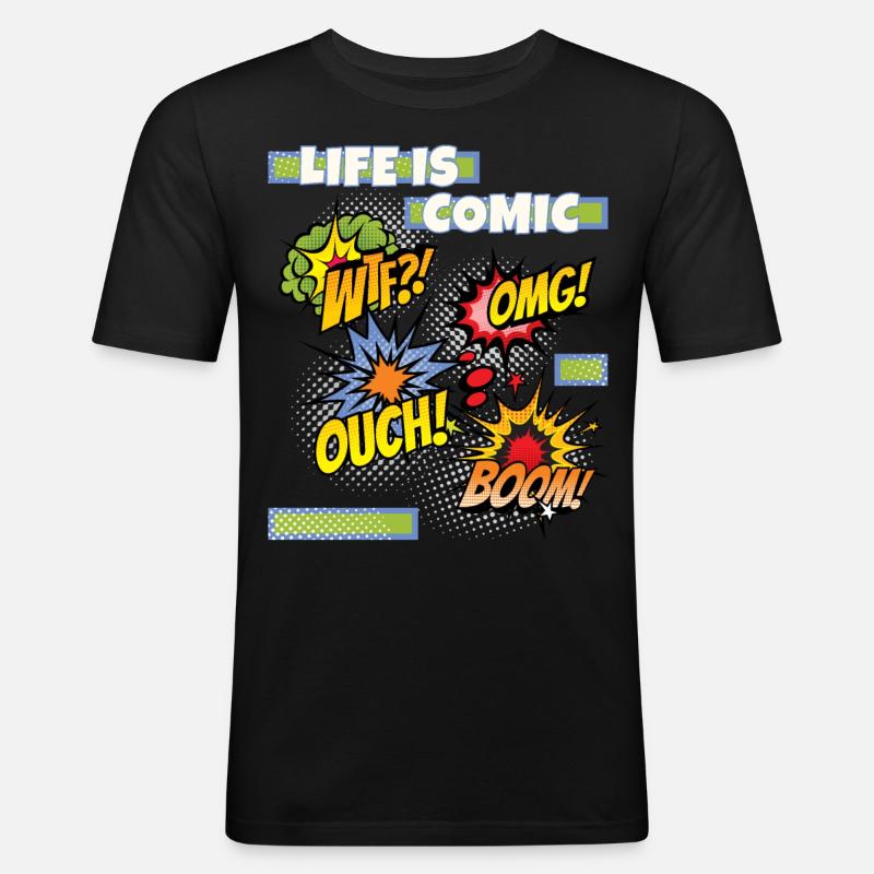 Comic, Comic-Strips, lustiger Spruch Comicstyle - Männer Slim Fit T-Shirt - Schwarz