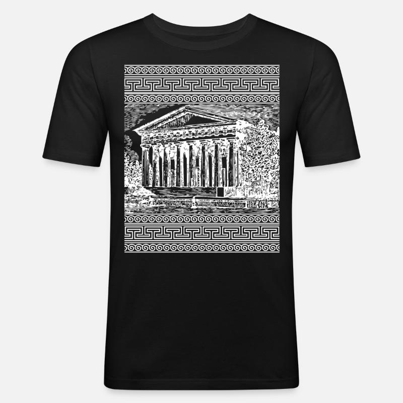 Antica Grecia Tempio Meandro Greco - Maglietta aderente da uomo - nero