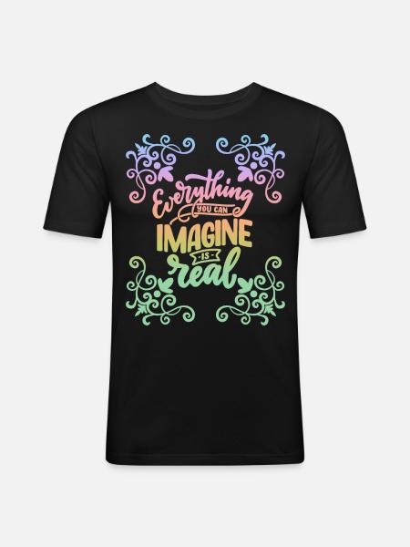 Motivational saying, inspiring, rainbow - Men's Slim Fit T-Shirt - black