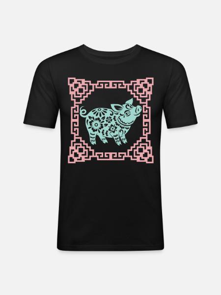 Grisens år, kinesiskt horoskop Kina - Slim Fit T-shirt herr - svart
