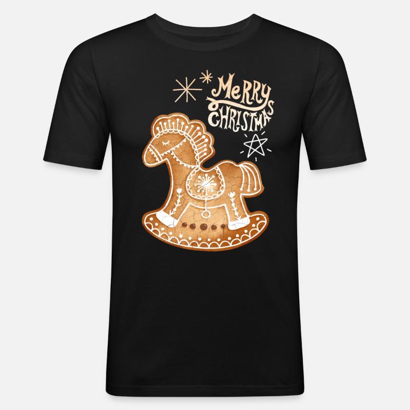 Gingerbread Cheval gingerbread-cheval Noël - T-shirt près du corps Homme - noir