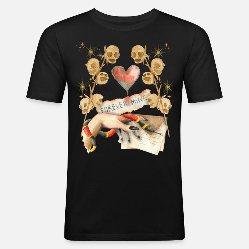 Gothic Skull Gothic-Valentine, Valentine's Day - Men's Slim Fit T-Shirt - black