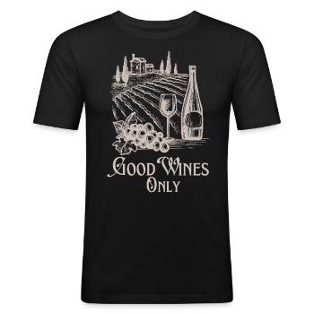 Wein Weingut alte Illustration, Weinflasche Spruch - Männer Slim Fit T-Shirt - Schwarz - Vorne - Nik (191cm)