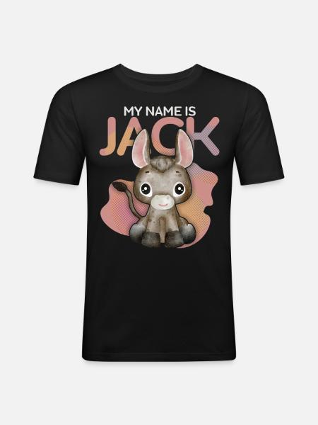 Donkey, Jack-Donkey, funny saying My-Name-Is-Jack - Men's Slim Fit T-Shirt - black