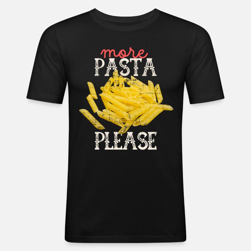 Pasta, Macaroni-Spaghetti lustiger Spruch - Männer Slim Fit T-Shirt - Schwarz