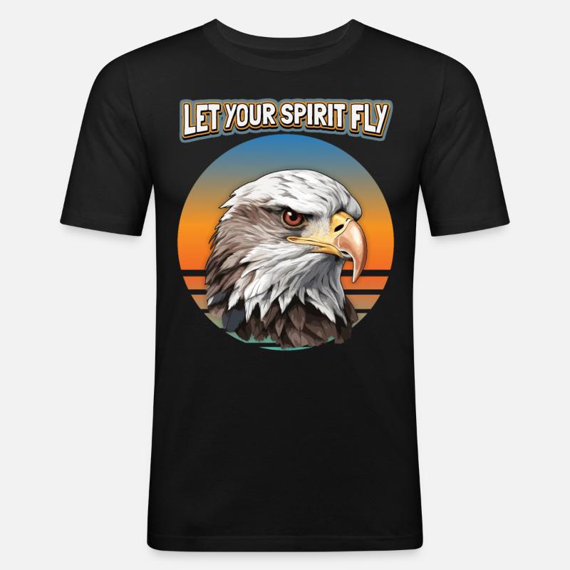 Motif d’aigle, Illustration d’aigle, dicton - T-shirt près du corps Homme - noir