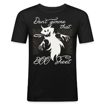 Lustiger Geist, frecher Spruch, Boo-Sheet, Pun - Männer Slim Fit T-Shirt - Schwarz - Vorne - Nik (191cm)