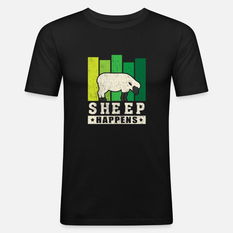 Schäfchen Schäfer Schaf - Männer Slim Fit T-Shirt - Schwarz