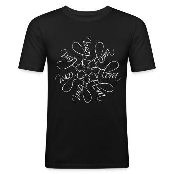 Flora Name Namensmandala - Männer Slim Fit T-Shirt - Schwarz - Vorne - Nik (191cm)