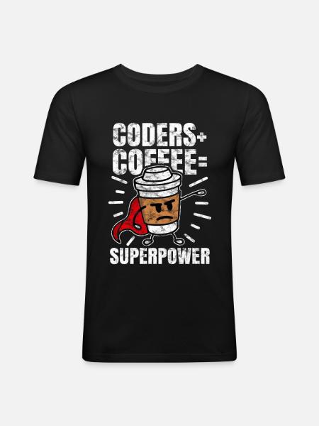 Programmierer Kaffee Nerd geek - Männer Slim Fit T-Shirt - Schwarz