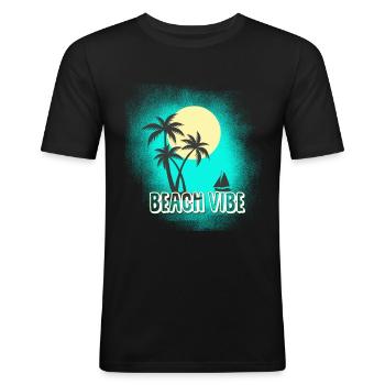 Plage - T-shirt près du corps Homme - noir - Devant - Nik (191cm)