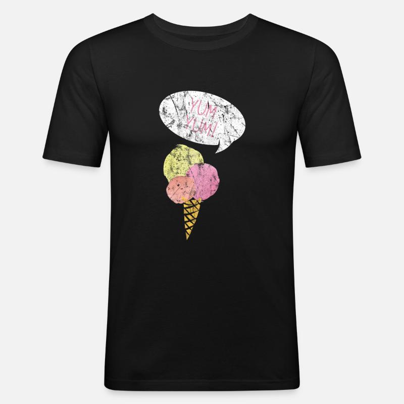 Eis Eiscreme Sommer Geschenkidee - Männer Slim Fit T-Shirt - Schwarz