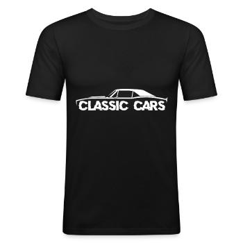 Auto - Männer Slim Fit T-Shirt - Schwarz - Vorne - Nik (191cm)