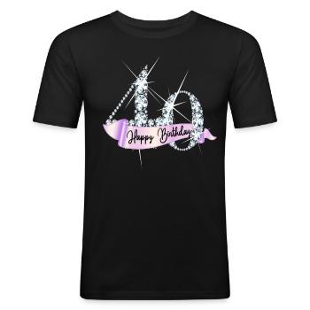 Happy Birthday 40. Geburtstag Geschenk Diamanten - Männer Slim Fit T-Shirt - Schwarz - Vorne - Nik (191cm)