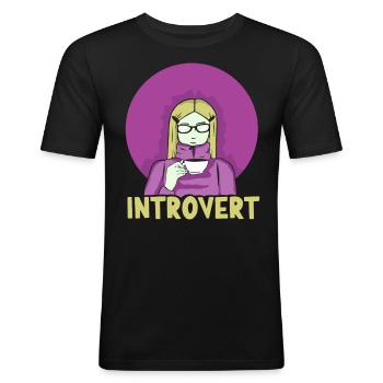 Introvertiert Sarkasmus Introvertierter Schüchtern - Männer Slim Fit T-Shirt - Schwarz - Vorne - Nik (191cm)