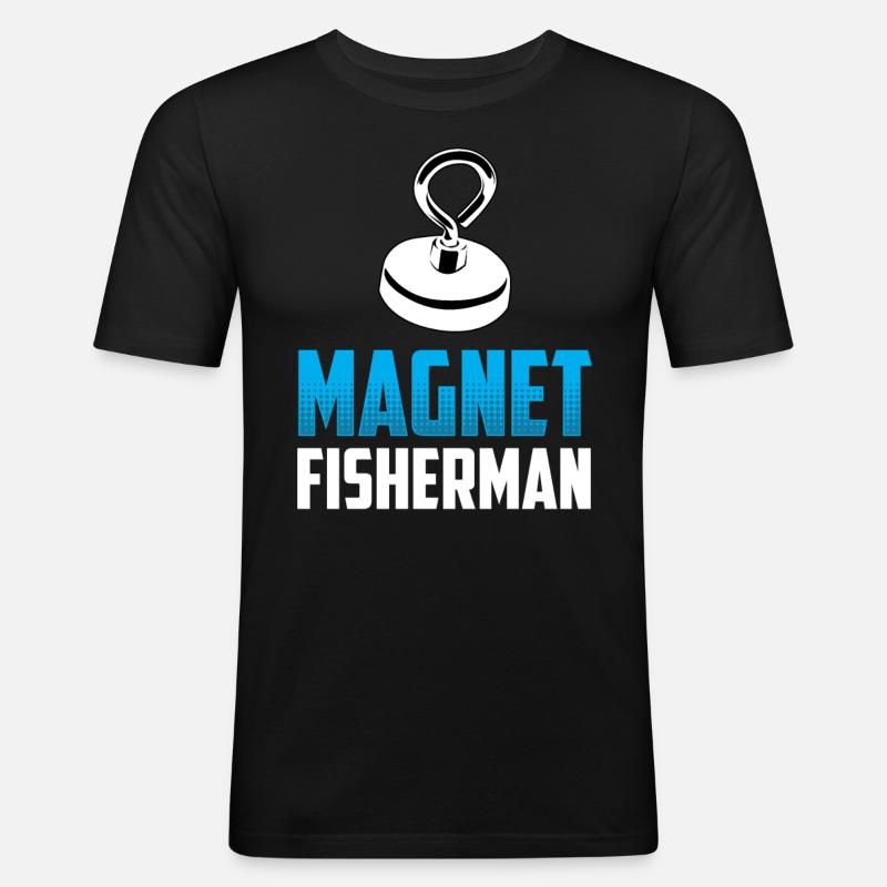 Magnetfischer Magnetfischen Magnet - Männer Slim Fit T-Shirt - Schwarz