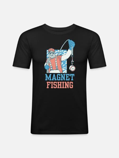 Magnetfischen Magnet Magnetfischer - Männer Slim Fit T-Shirt - Schwarz