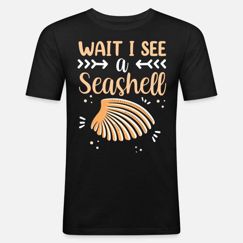 Waiting I See A Shell Collecting Shells - Men's Slim Fit T-Shirt - black