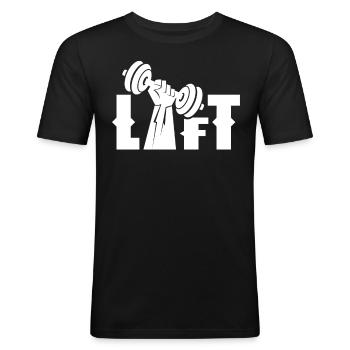 Lift Workout Haltérophilie Gym - T-shirt près du corps Homme - noir - Devant - Nik (191cm)