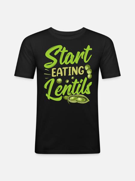 Start eating lentils Lentil soup - Men's Slim Fit T-Shirt - black