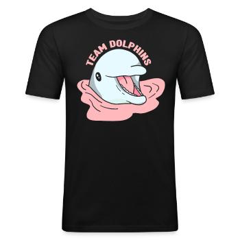 Team Delfine Delphine Liebhaber Delfin Delphin - Männer Slim Fit T-Shirt - Schwarz - Vorne - Nik (191cm)