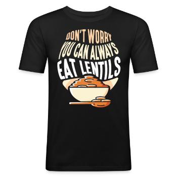 Don't worry Lentils you can always eat Lens - Men's Slim Fit T-Shirt - black - Front - Nik (191cm)